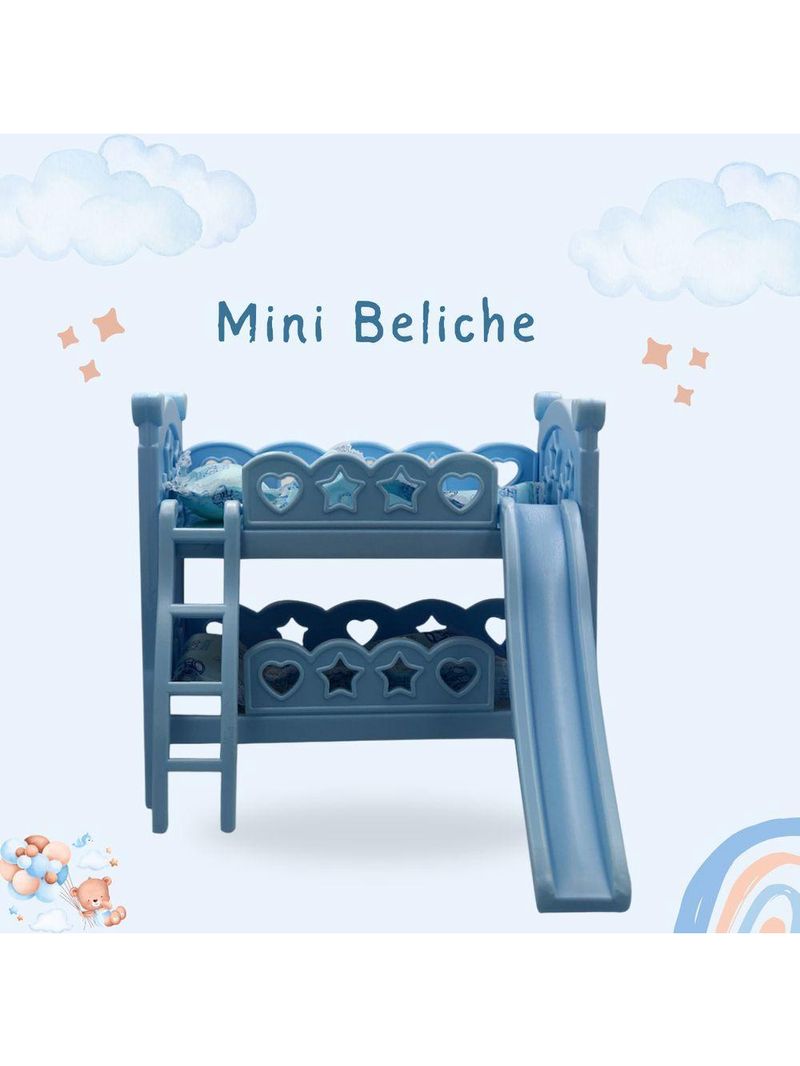 Mini Berço De Brinquedo Infantil Com Escorregador Azul