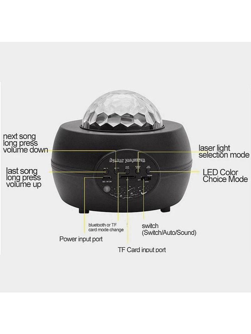 Luminaria Abajur Projetor Estrelas Galaxia Caixa De Som Bluetooth Rgb