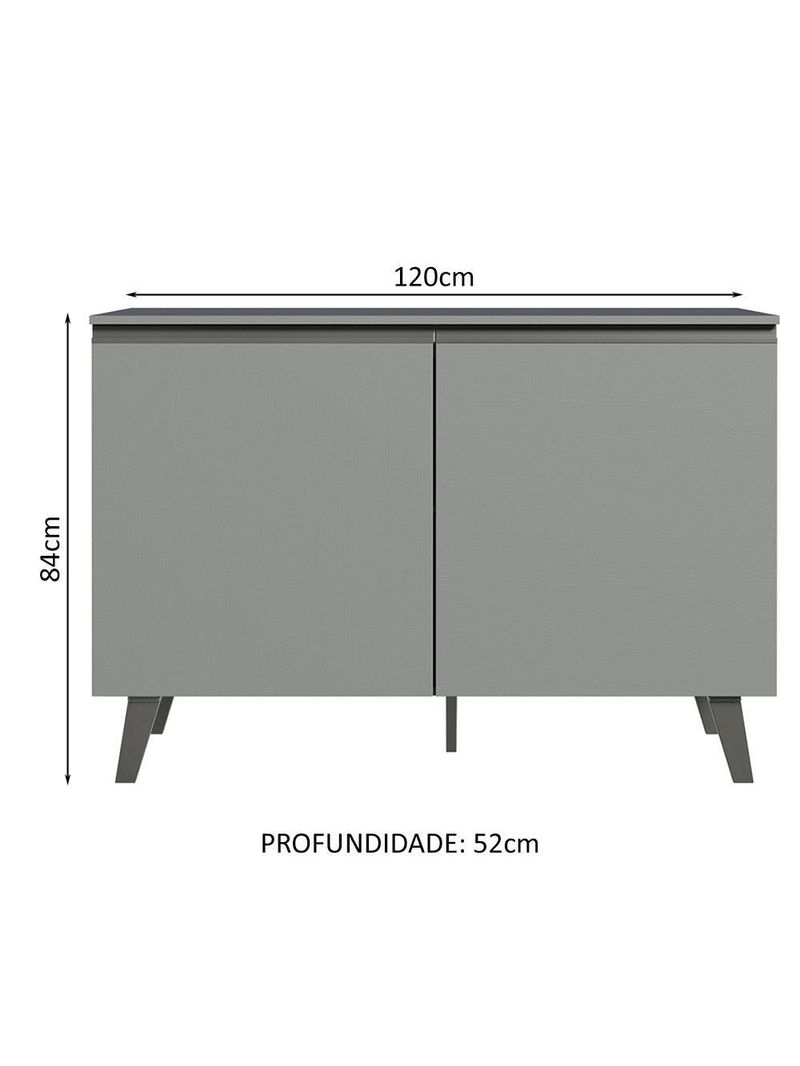 Balcão armário de cozinha 2 portas com pés cinza nice madesa
