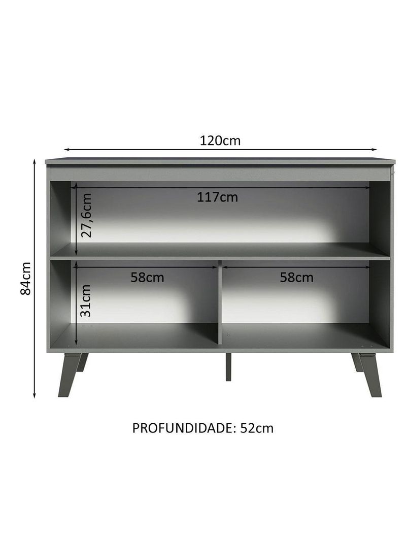 Balcão armário de cozinha 2 portas com pés cinza nice madesa