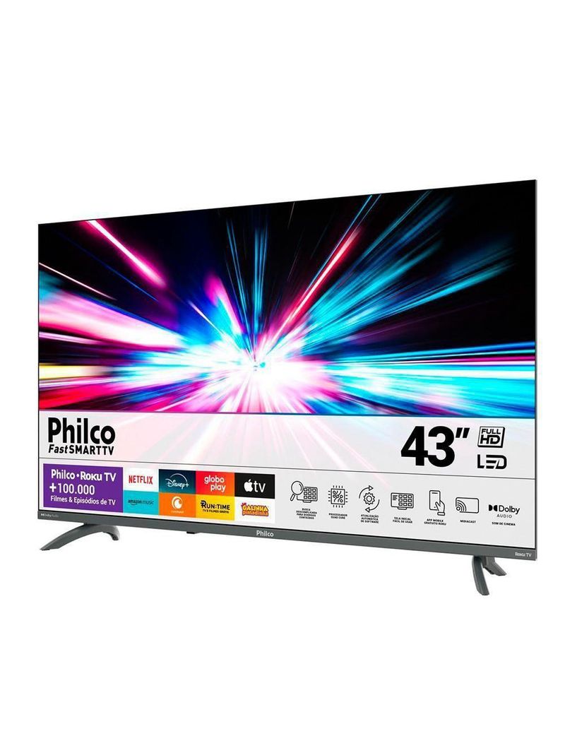 Smart TV 43” Philco PTV43VA4REGB Led Roku TV E Dolby Audio