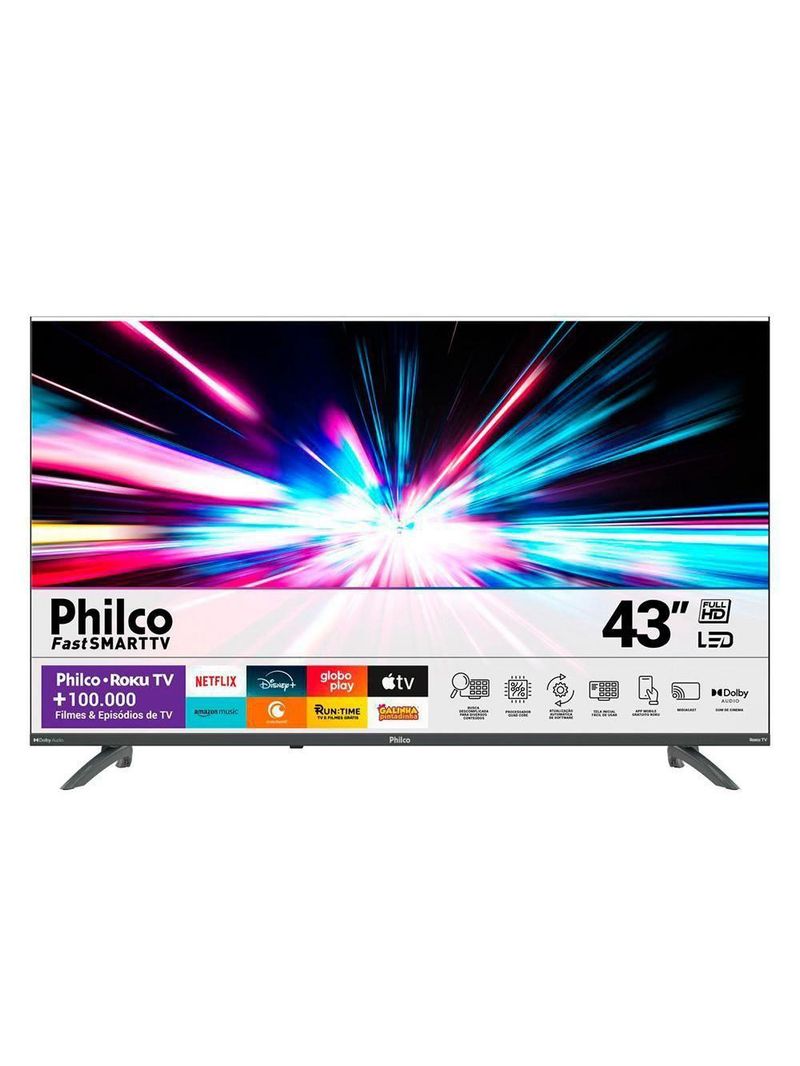 Smart TV 43” Philco PTV43VA4REGB Led Roku TV E Dolby Audio