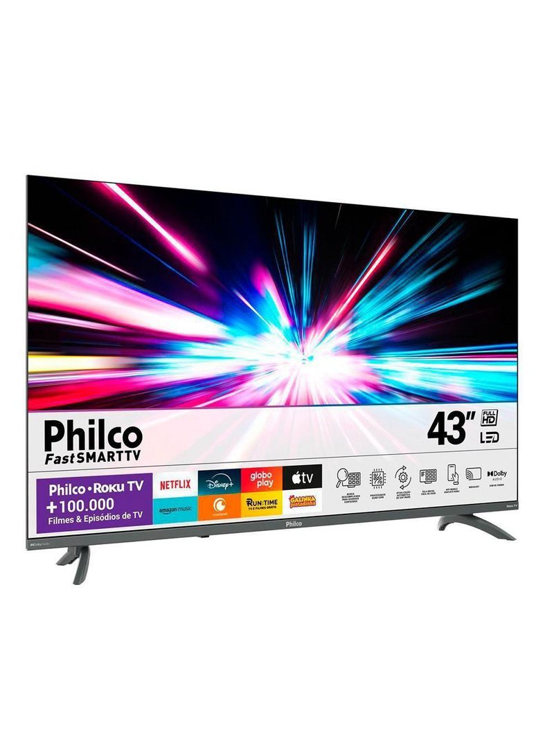 Smart TV 43” Philco PTV43VA4REGB Led Roku TV E Dolby Audio