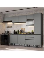 Armário de cozinha completa 300cm cinza nice madesa 05