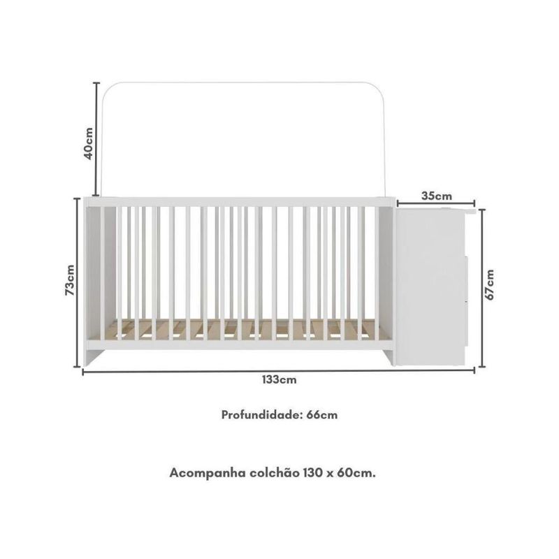 Berço Cômoda Com Colchão Incluso Meu Bebê Multimóveis Branco