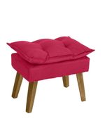 Puff Banqueta Decorativa Glamour Vermelho Com Pés Quadrado Vermelho