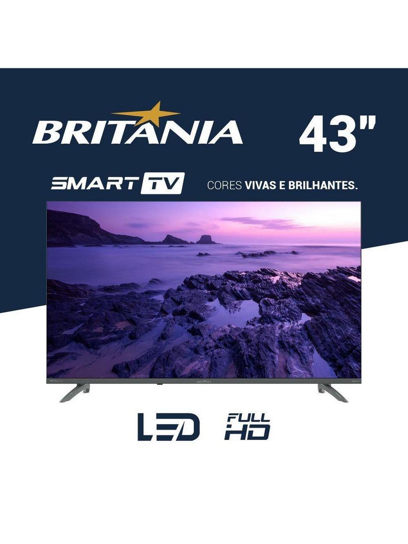 Smart 43” Britânia LED Dolby Audio Roku Bivolt