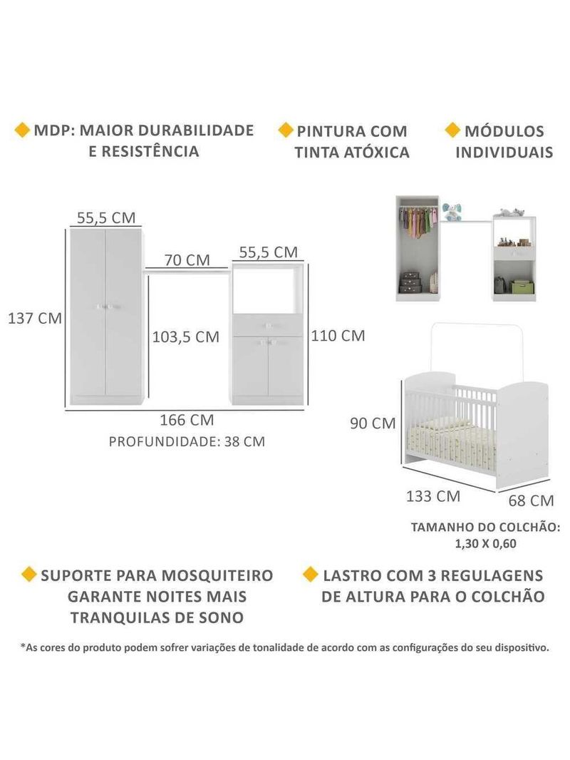 Quarto De Bebê Completo Berço/guarda-roupa/cômoda Fg2869