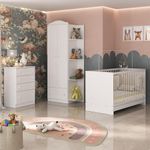 Quarto De Bebê Completo Com Berço 3 Em 1 Mp4145 Branco