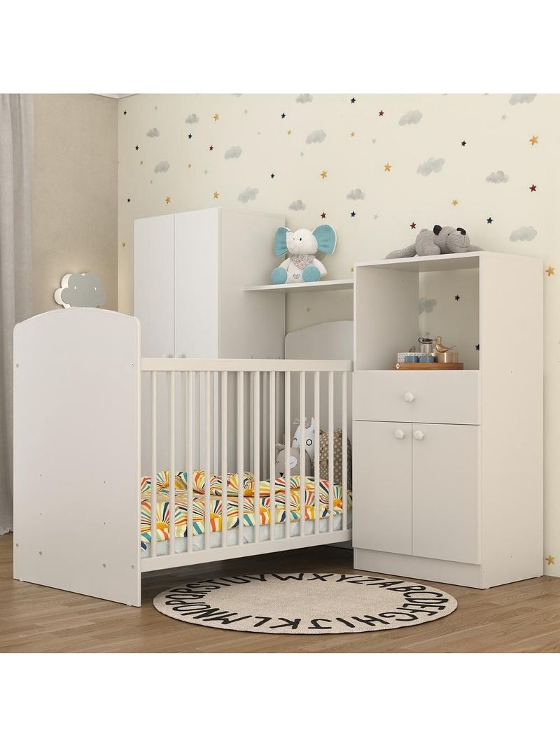 Quarto de Bebê Completo com Berço Guarda-Roupa e Cômoda