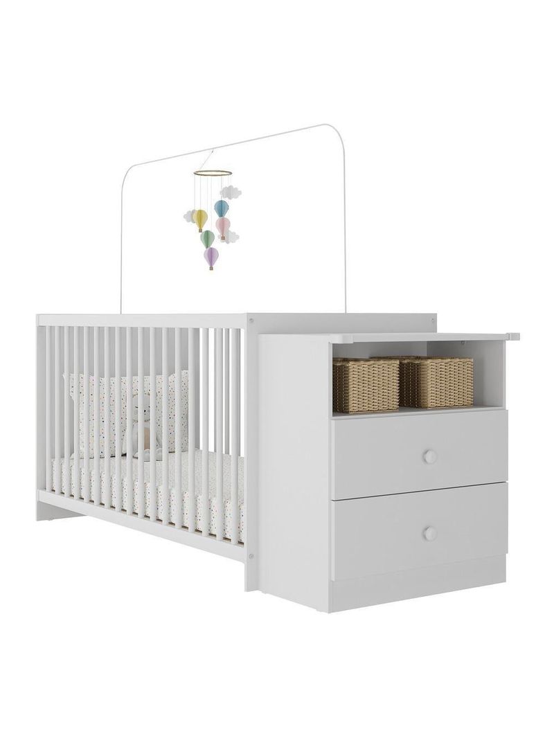 Berço Cômoda Para Colchão 60 X 130 Cm Meu Bebê Branco