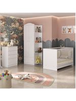 Quarto De Bebê Completo Com Berço 3 Em 1 Com Colchão Mp4154 Branco