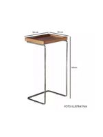 Apoio Lateral Para Sofá Sala Bandeja Sem Espelho Porta Copos Base Metal Decoração Preta Prata