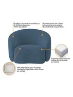 Kit Sofá 3 Lugares 180cm E 2 Poltronas Orgânica Luxo Recepção Amore Linho Amarena Móveis Azul Royal