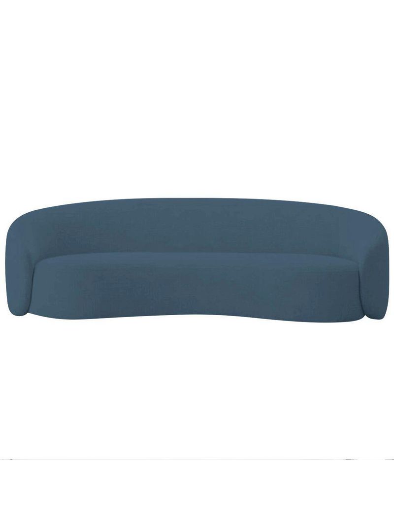 Kit Sofá 3 Lugares 180cm E 2 Poltronas Orgânica Luxo Recepção Amore Linho Amarena Móveis Azul Royal