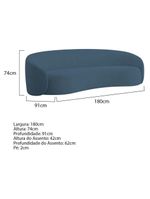 Kit Sofá 3 Lugares 180cm E 2 Poltronas Orgânica Luxo Recepção Amore Linho Amarena Móveis Azul Royal