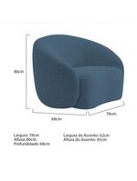 Kit Sofá 3 Lugares 180cm E 2 Poltronas Orgânica Luxo Recepção Amore Linho Amarena Móveis Azul Royal