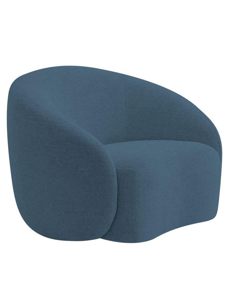Kit Sofá 3 Lugares 180cm E 2 Poltronas Orgânica Luxo Recepção Amore Linho Amarena Móveis Azul Royal