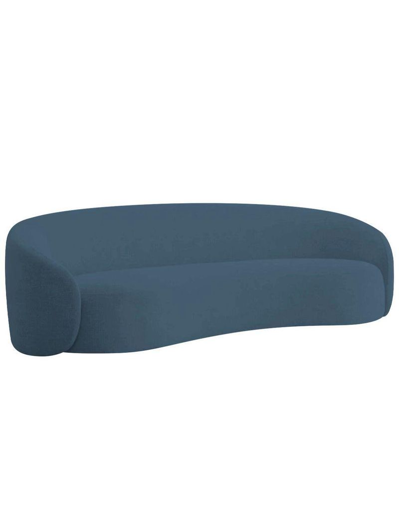 Kit Sofá 3 Lugares 180cm E 2 Poltronas Orgânica Luxo Recepção Amore Linho Amarena Móveis Azul Royal