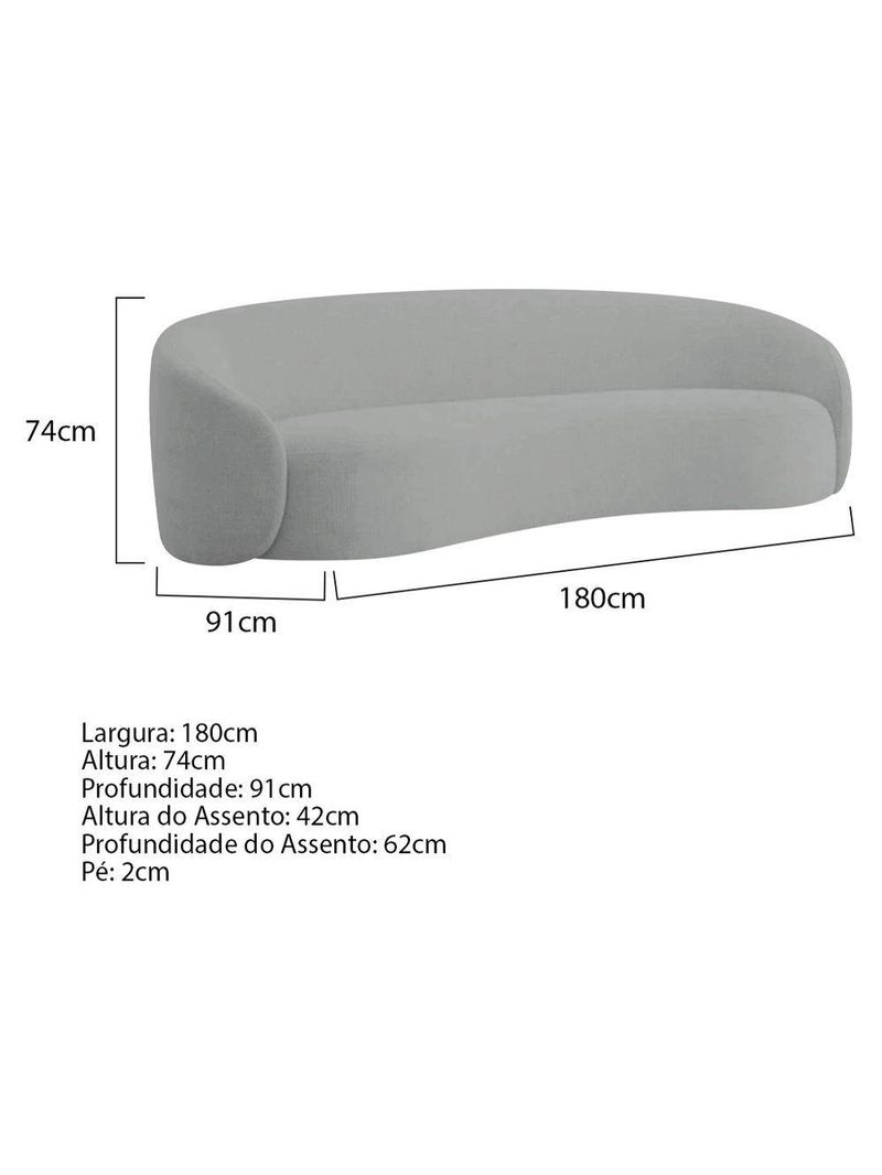 Kit Sofá 3 Lugares 180cm E Poltrona Orgânica Luxo Recepção Amore Bouclé - Amarena Móveis Cor Cinza