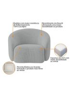 Kit Sofá 3 Lugares 180cm E Poltrona Orgânica Luxo Recepção Amore Bouclé - Amarena Móveis Cor Cinza