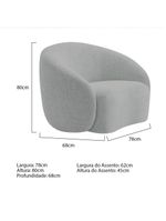 Kit Sofá 3 Lugares 180cm E Poltrona Orgânica Luxo Recepção Amore Bouclé - Amarena Móveis Cor Cinza