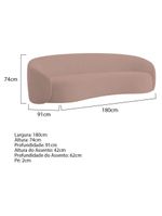 Kit Sofá 3 Lugares 180cm E 2 Poltronas Orgânica Luxo Recepção Amore Linho - Amarena Móveis Cor Rosê