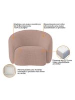 Kit Sofá 3 Lugares 180cm E 2 Poltronas Orgânica Luxo Recepção Amore Linho - Amarena Móveis Cor Rosê