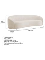 Kit Sofá 3 Lugares 180cm E 2 Poltronas Orgânica Luxo Recepção Amore Linho - Amarena Móveis Cor Bege