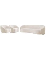 Kit Sofá 3 Lugares 180cm E 2 Poltronas Orgânica Luxo Recepção Amore Linho - Amarena Móveis Cor Bege