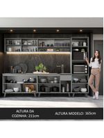 Armário de cozinha completa 300cm cinza nice madesa 01