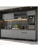 Armário de cozinha completa 300cm cinza nice madesa 01