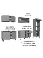 Armário de cozinha completa 300cm cinza nice madesa 01