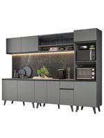 Armário de cozinha completa 300cm cinza nice madesa 01