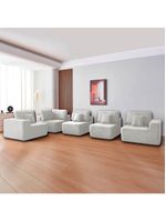 Kit Sofá Modular 5 Lugares Moderno Curvo Orgânico Adapt Bouclé - Amarena Móveis Branco