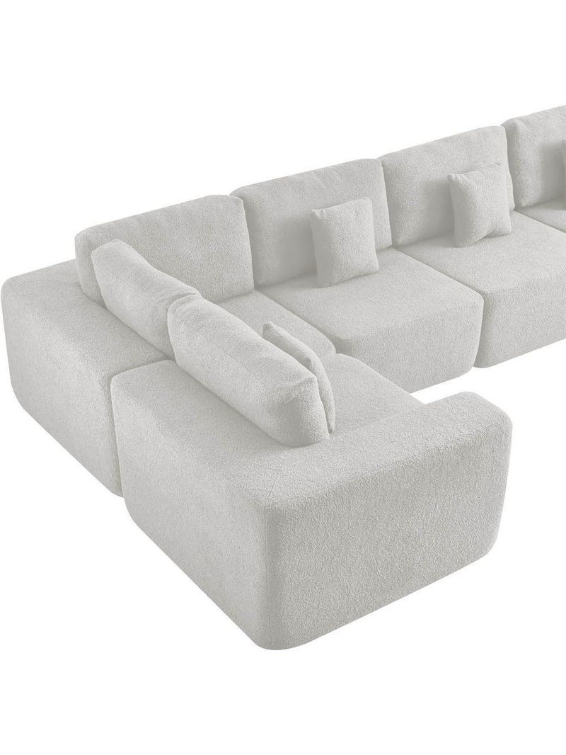 Kit Sofá Modular 5 Lugares Moderno Curvo Orgânico Adapt Bouclé - Amarena Móveis Branco