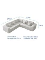 Kit Sofá Modular 5 Lugares Moderno Curvo Orgânico Adapt Bouclé - Amarena Móveis Branco