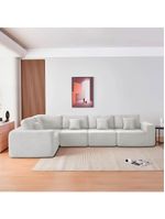 Kit Sofá Modular 5 Lugares Moderno Curvo Orgânico Adapt Bouclé - Amarena Móveis Branco