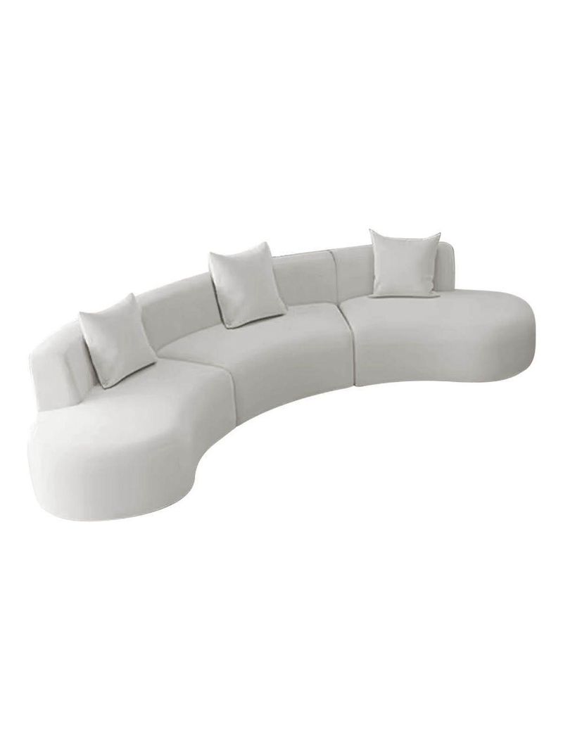 Kit Sofá Modular 4 Lugares 360cm Moderno Curvo Orgânico Duna Bouclé Branco