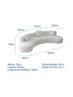 Kit Sofá Modular 4 Lugares 360cm Moderno Curvo Orgânico Duna Bouclé Branco