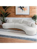 Kit Sofá Modular 4 Lugares 360cm Moderno Curvo Orgânico Duna Bouclé Branco