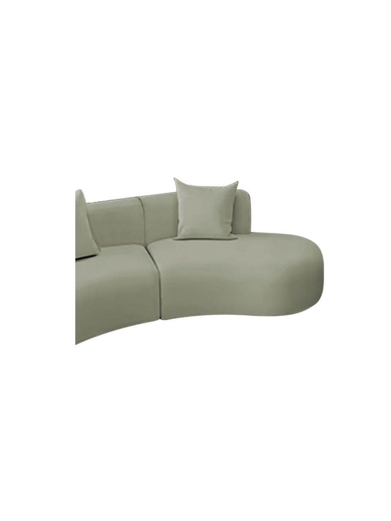 Kit Sofá Modular 4 Lugares 360cm Moderno Curvo Orgânico Duna Bouclé Verde Oliva