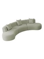 Kit Sofá Modular 4 Lugares 360cm Moderno Curvo Orgânico Duna Bouclé Verde Oliva