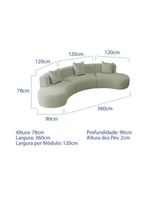Kit Sofá Modular 4 Lugares 360cm Moderno Curvo Orgânico Duna Bouclé Verde Oliva