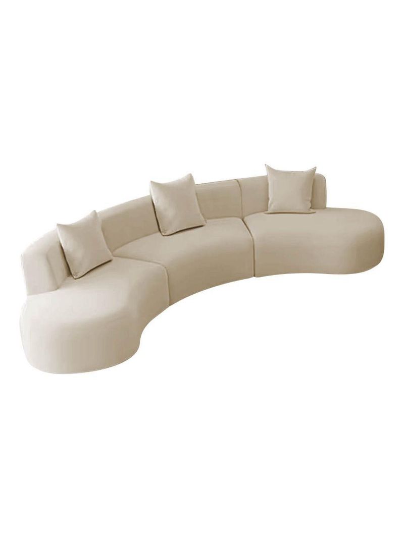 Kit Sofá Modular 4 Lugares 360cm Moderno Curvo Orgânico Duna Bouclé Bege