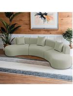 Kit Sofá Modular 4 Lugares 360cm Moderno Curvo Orgânico Duna Bouclé Verde Oliva