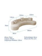 Kit Sofá Modular 4 Lugares 360cm Moderno Curvo Orgânico Duna Bouclé Bege