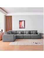 Kit Sofá Modular 5 Lugares Moderno Curvo Orgânico Adapt Bouclé - Amarena Móveis Cinza