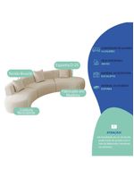 Kit Sofá Modular 4 Lugares 360cm Moderno Curvo Orgânico Duna Bouclé Bege