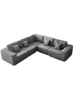 Kit Sofá Modular 5 Lugares Moderno Curvo Orgânico Adapt Bouclé - Amarena Móveis Cinza